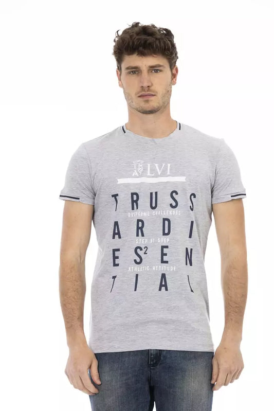 Trussardi Action Graues Herren T-Shirt aus Baumwolle