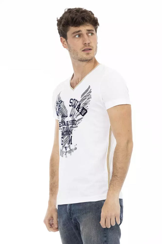 Trussardi Action Weißes Herren-T-Shirt aus Baumwolle