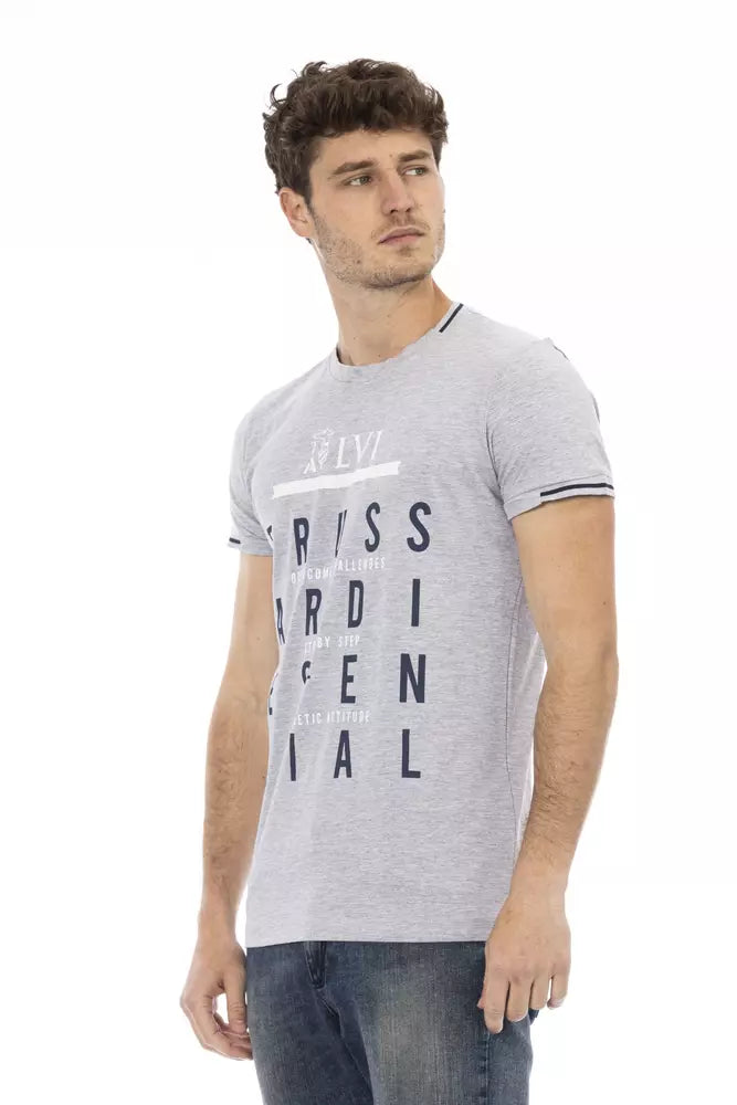 Trussardi Action Graues Herren T-Shirt aus Baumwolle