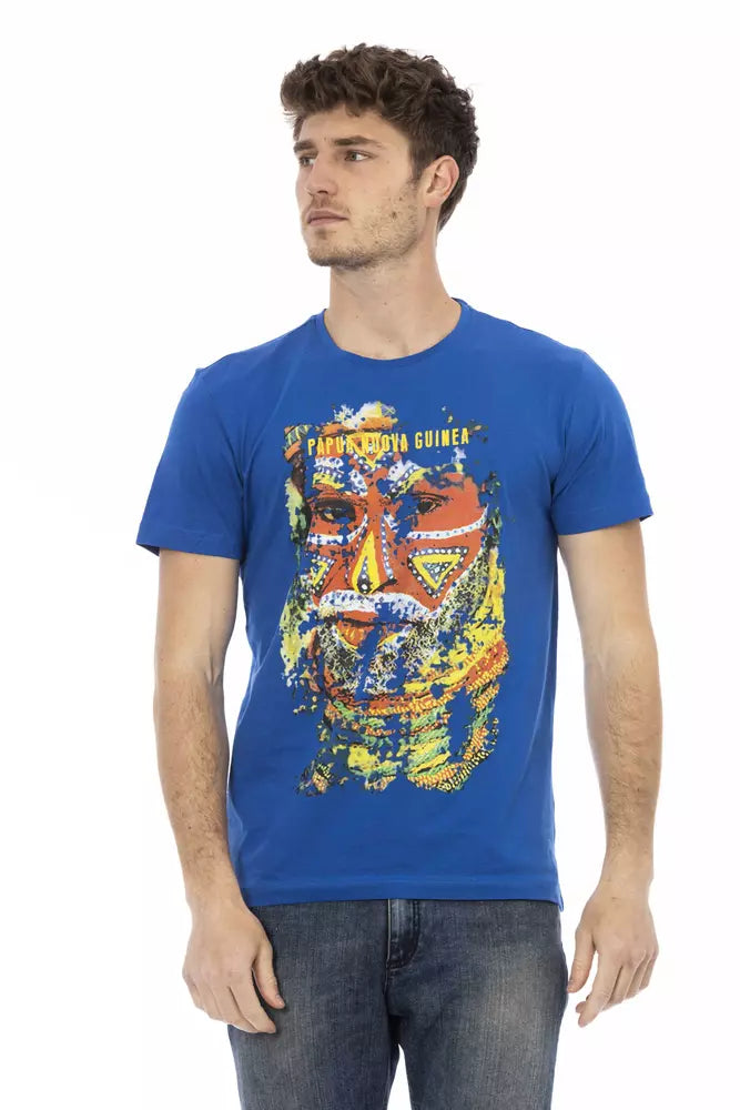 Trussardi Action Blaues Baumwoll-T-Shirt für Herren