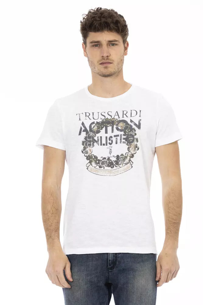 Trussardi Action Weißes Herren-T-Shirt aus Baumwolle