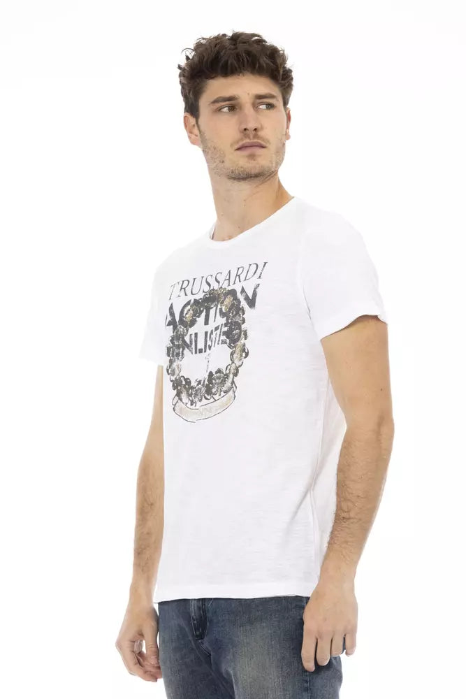 Trussardi Action Weißes Herren-T-Shirt aus Baumwolle