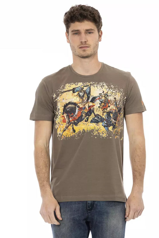 Trussardi Action Braunes Herren-T-Shirt aus Baumwolle