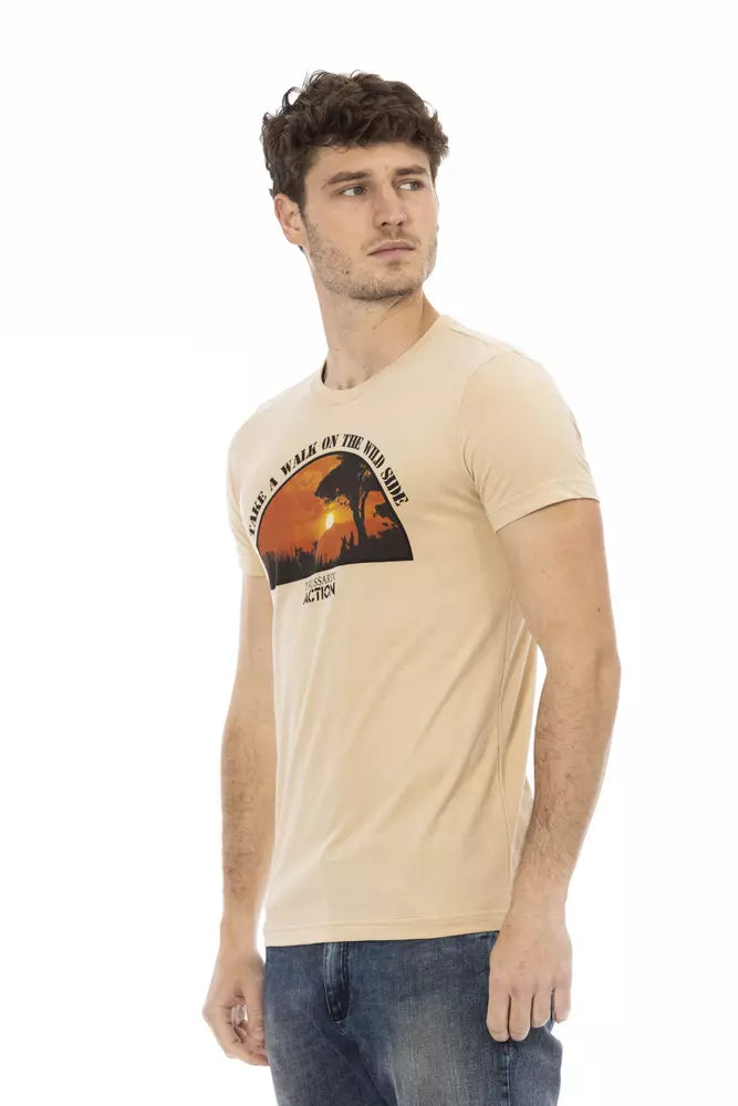 Trussardi Action Beigefarbenes Baumwoll-T-Shirt für Herren