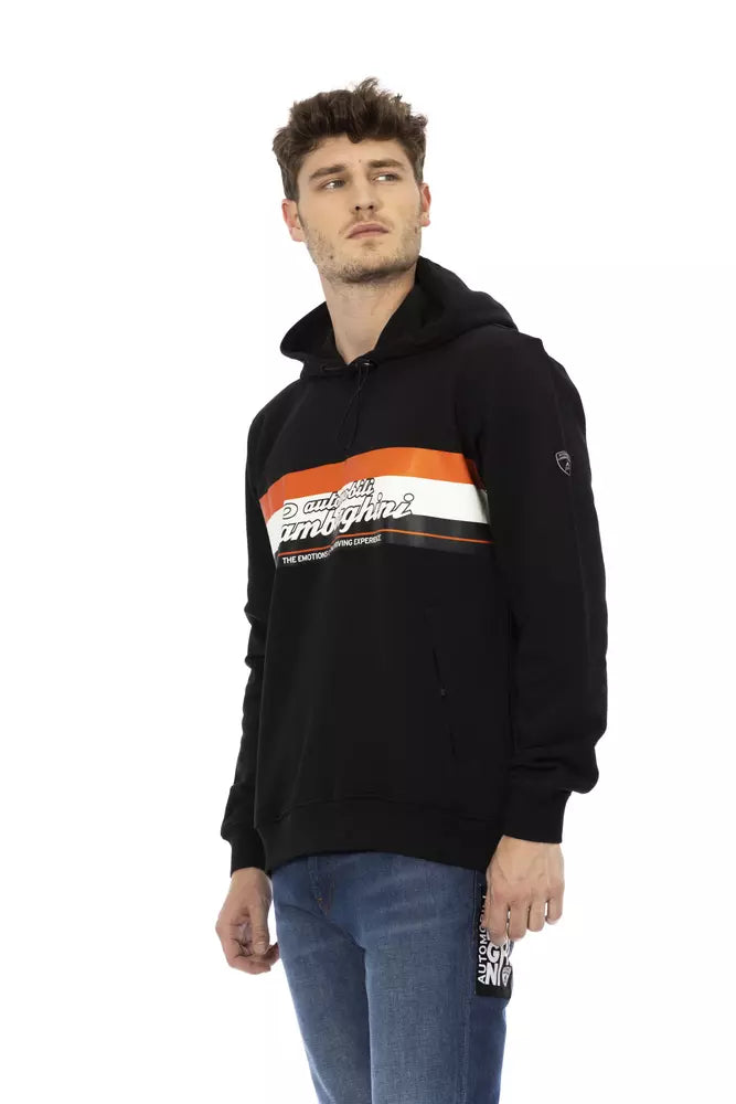 Automobili Lamborghini Schwarzer Baumwoll-Kapuzenpullover für Herren