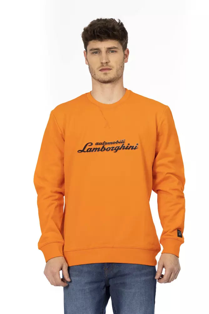 Automobili Lamborghini Orangefarbener Herren-Pullover aus Baumwolle