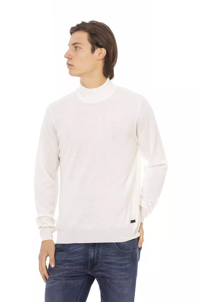Baldinini Trend Weißer Herren-Rollkragenpullover aus Stoff