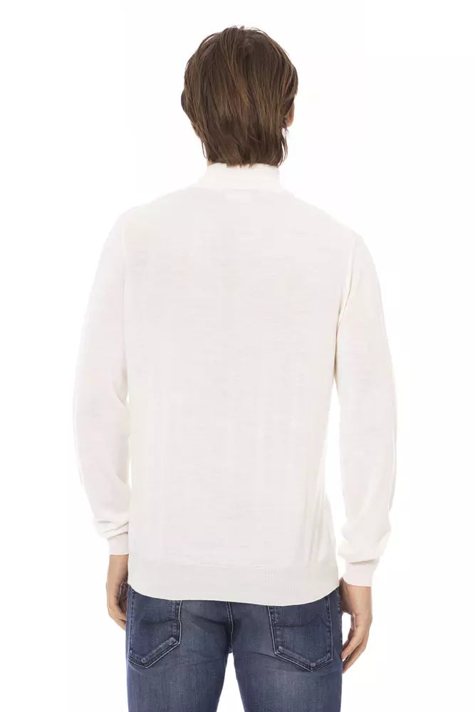 Baldinini Trend Weißer Herren-Rollkragenpullover aus Stoff