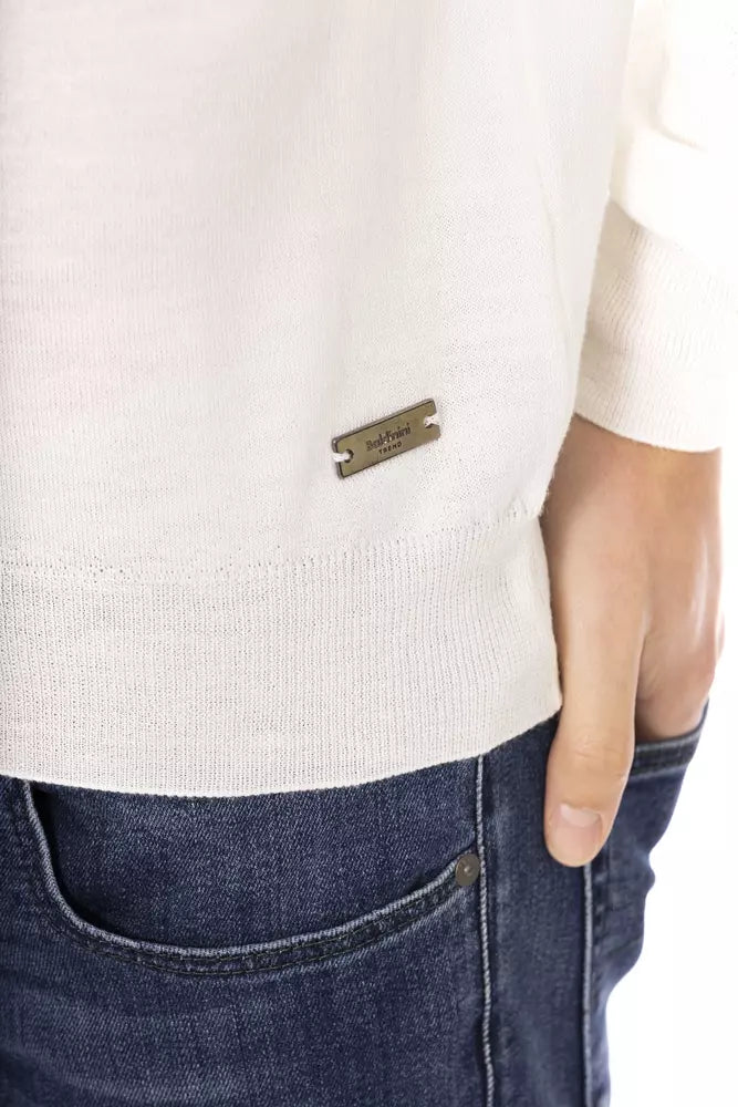 Baldinini Trend Weißer Herren-Rollkragenpullover aus Stoff
