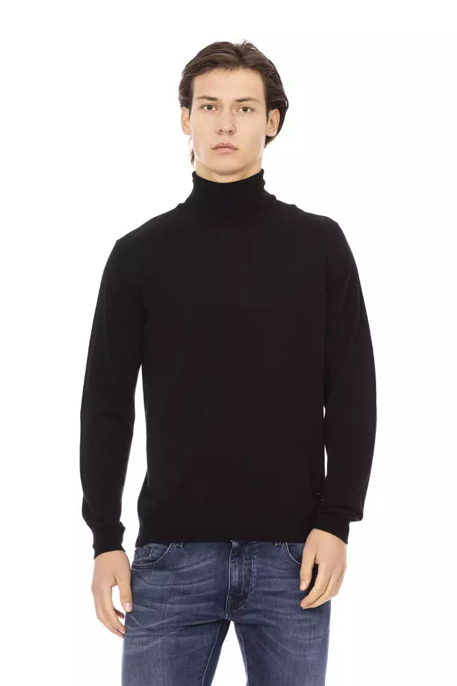 Baldinini Trend Schwarzer Stoff-Pullover mit Rollkragen für Herren