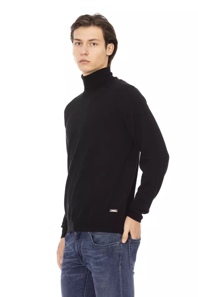 Baldinini Trend Schwarzer Stoff-Pullover mit Rollkragen für Herren