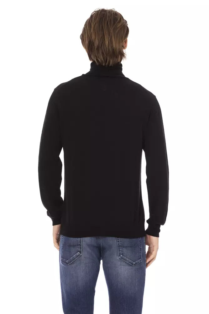 Baldinini Trend Schwarzer Stoff-Pullover mit Rollkragen für Herren