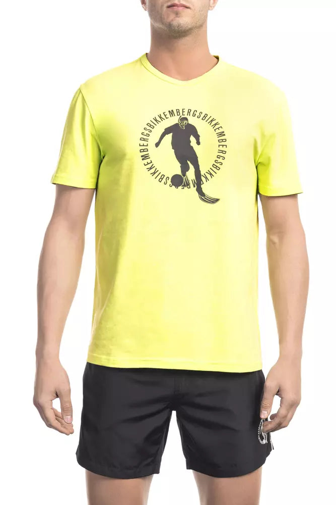 Bikkembergs Gelbes Baumwoll-T-Shirt für Herren