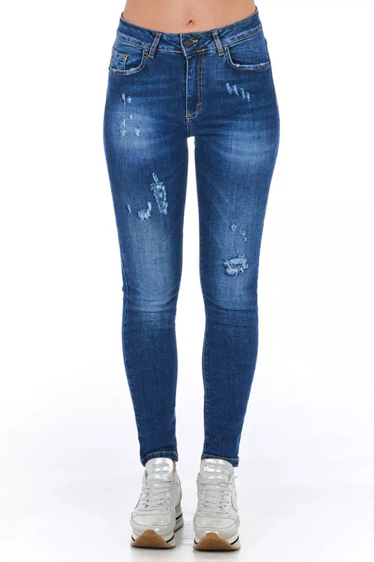 Frankie Morello Damenjeans aus blauem Materialmix