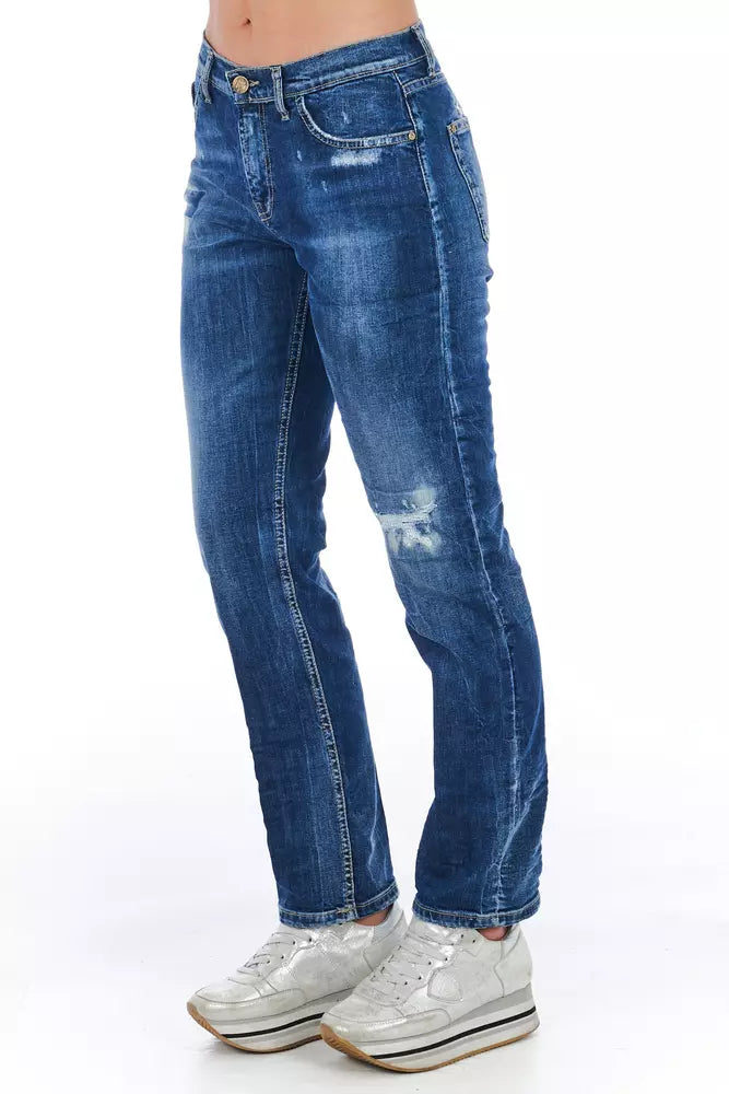 Frankie Morello Blaue Damenjeans aus Baumwolle