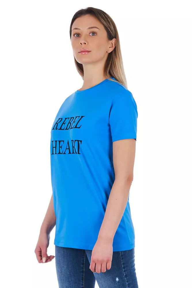 Frankie Morello Hellblaues Baumwoll-T-Shirt für Damen