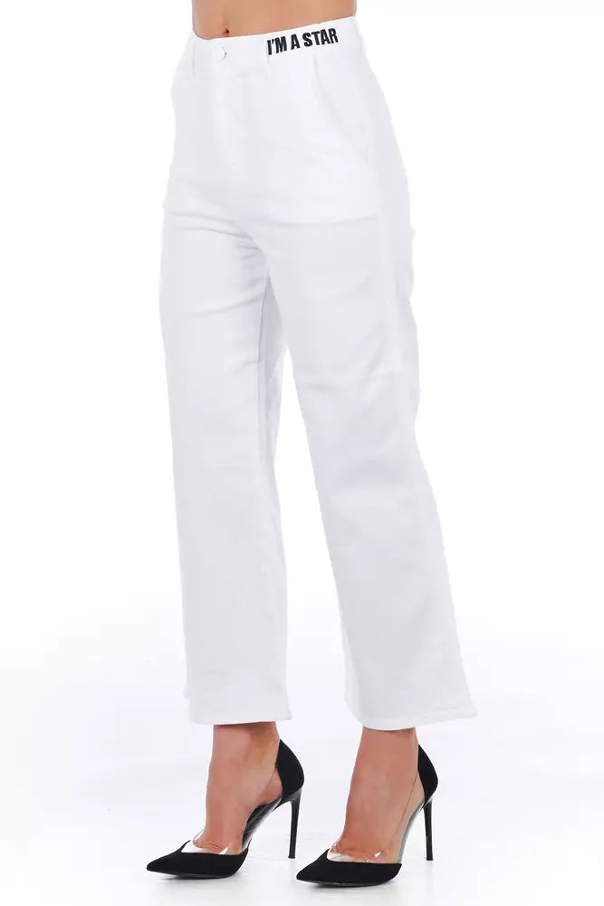 Frankie Morello Weiße Baumwoll-Cropped-Hose für Damen