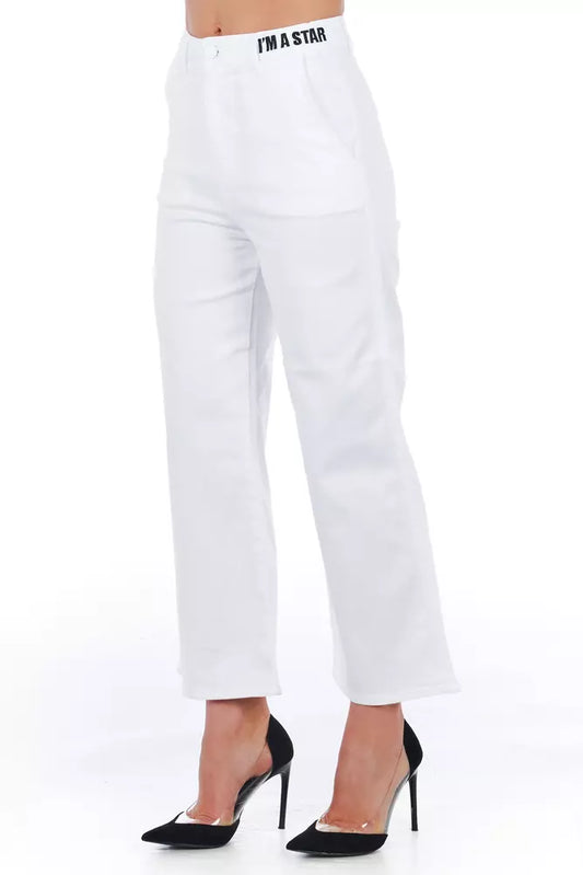 Frankie Morello Weiße Baumwoll-Cropped-Hose für Damen