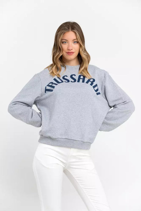 Trussardi Graues Damen-Sweatshirt aus Baumwolle