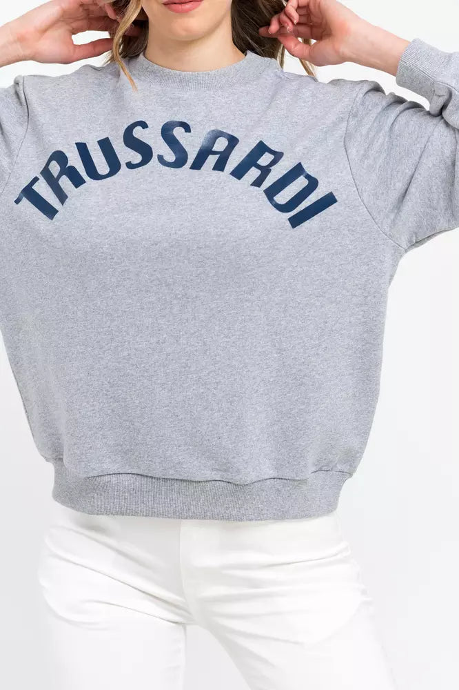 Trussardi Graues Damen-Sweatshirt aus Baumwolle