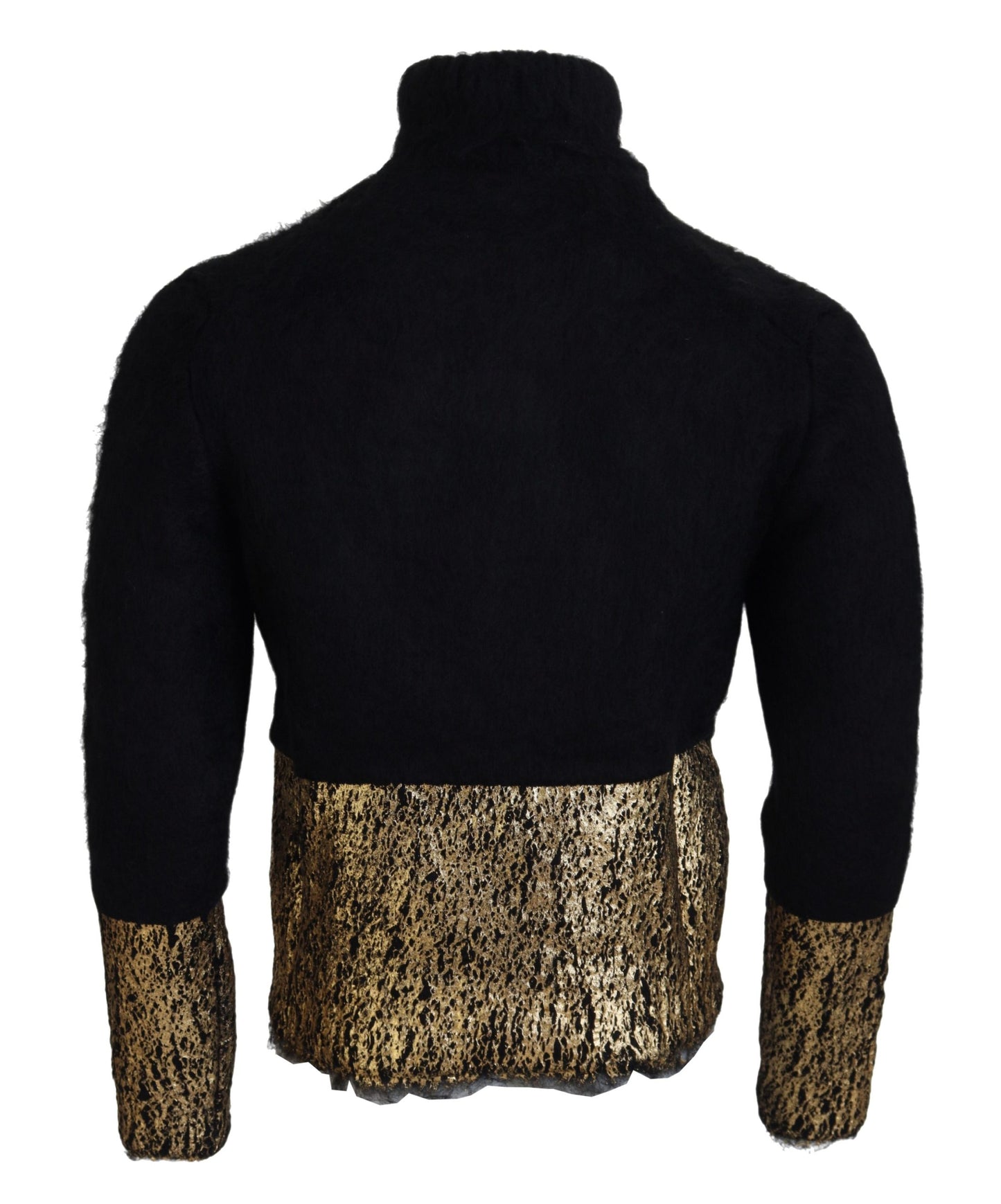 Dolce & Gabbana Schwarz-Gold-Rollkragenpullover aus Mohair Herrenpullover