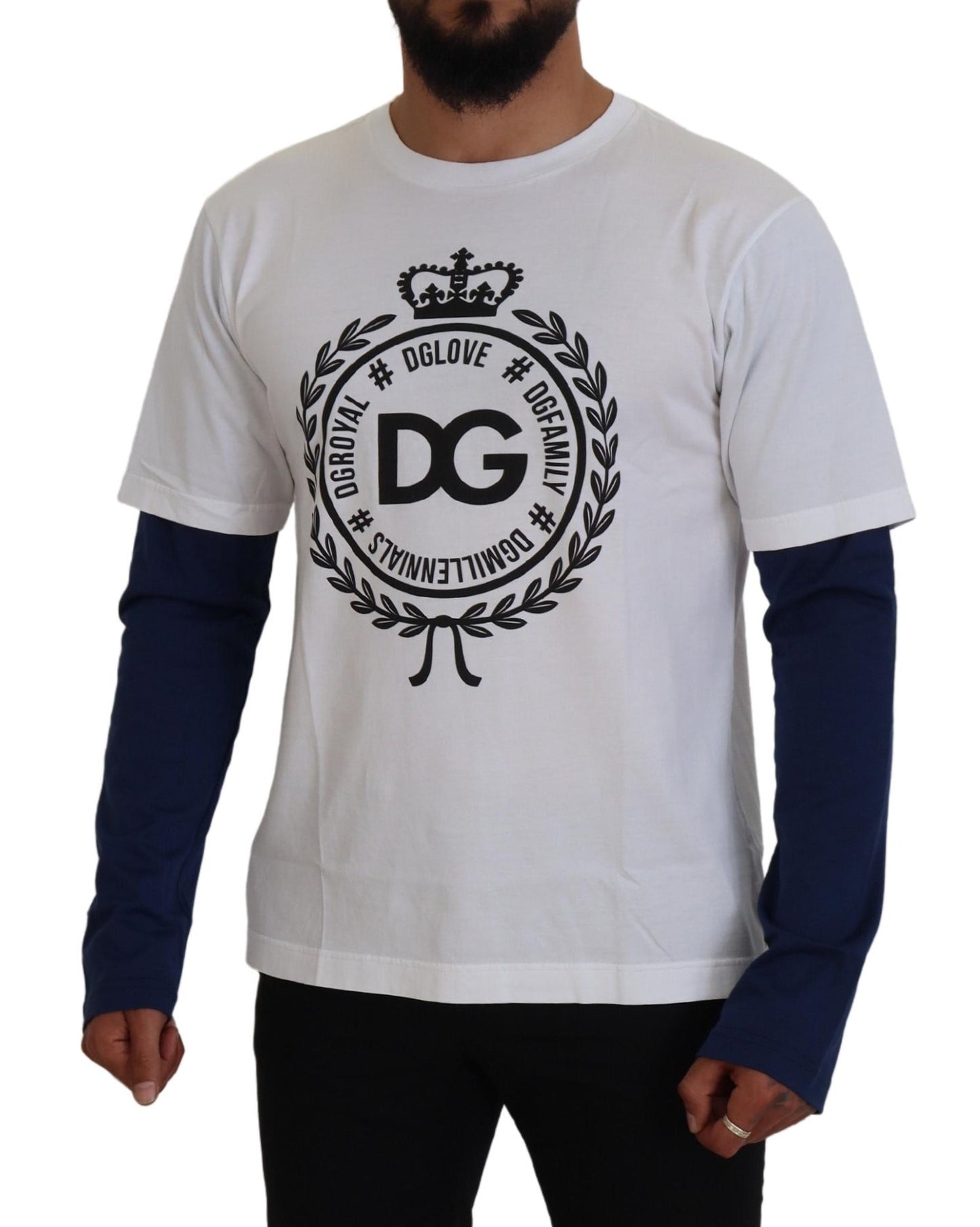 Dolce & Gabbana Weiß Blau DG Crown Pullover
