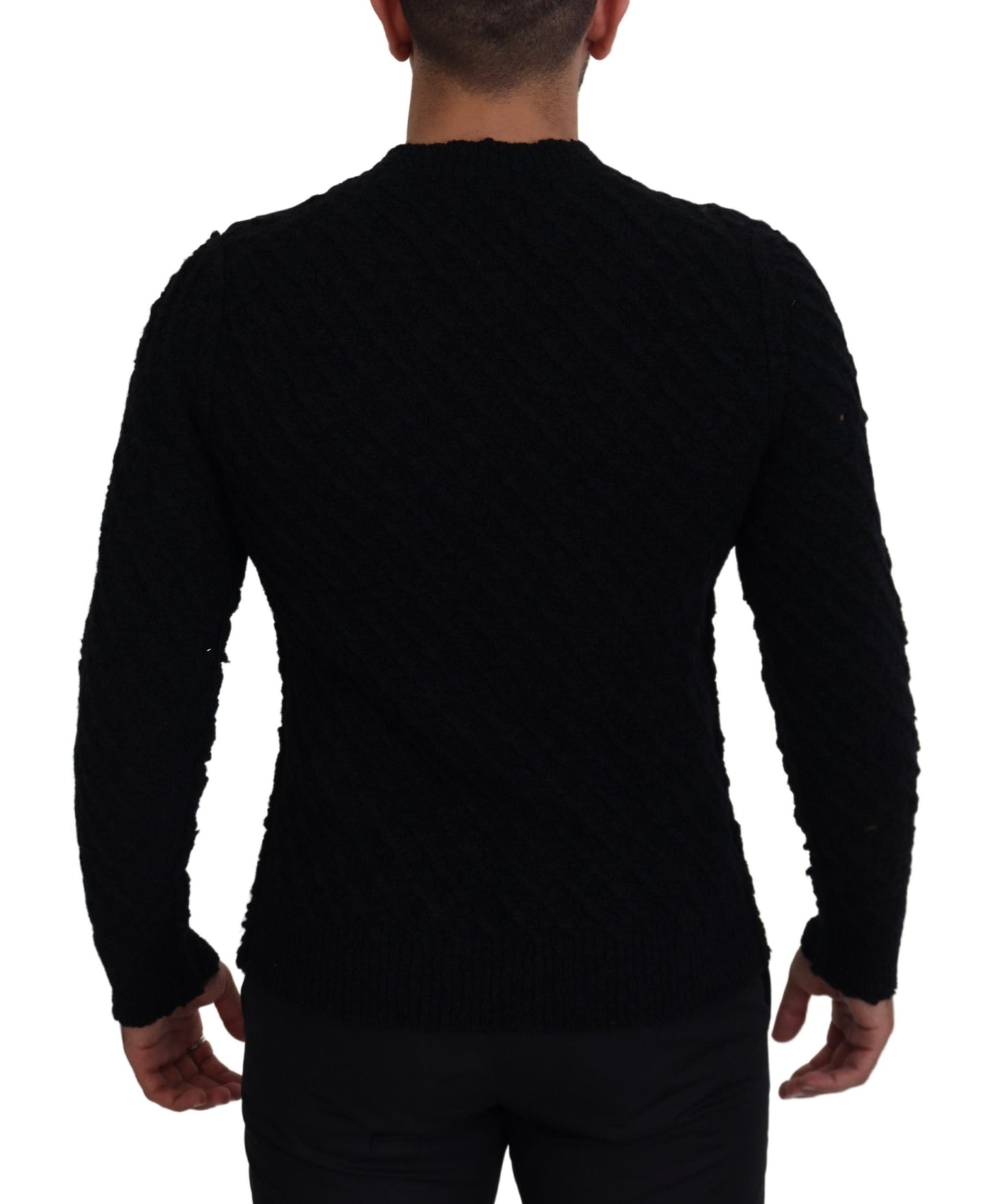Dolce & Gabbana Schwarzer Pullover mit V-Ausschnitt aus Wolle