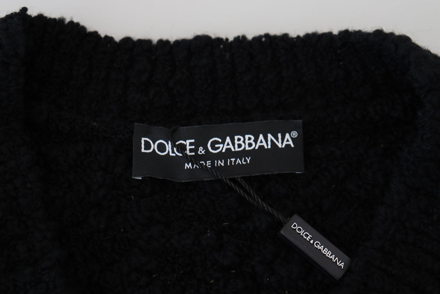 Dolce & Gabbana Schwarzer Pullover mit V-Ausschnitt aus Wolle