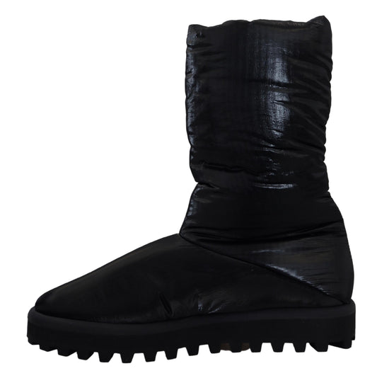 Dolce & Gabbana Schwarze Stiefel Gepolsterte Mittlere Wade Winterschuhe