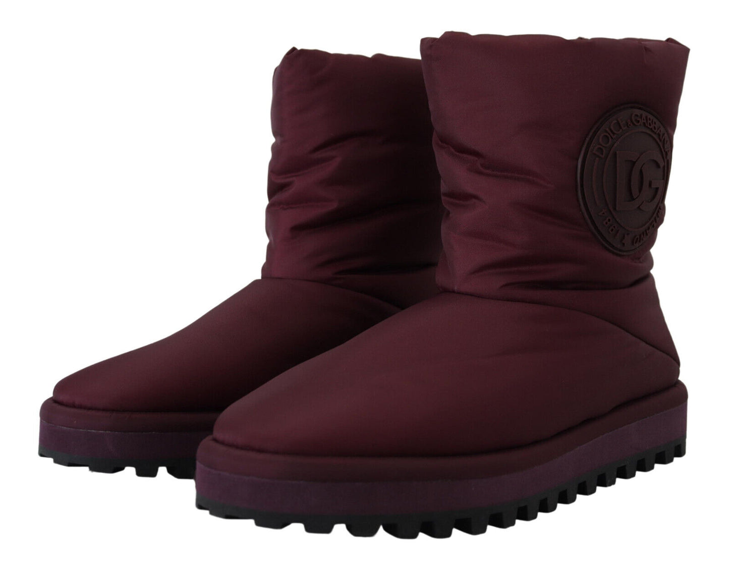 Dolce & Gabbana Bordeaux Nylonstiefel Gepolsterte Halbschuhe