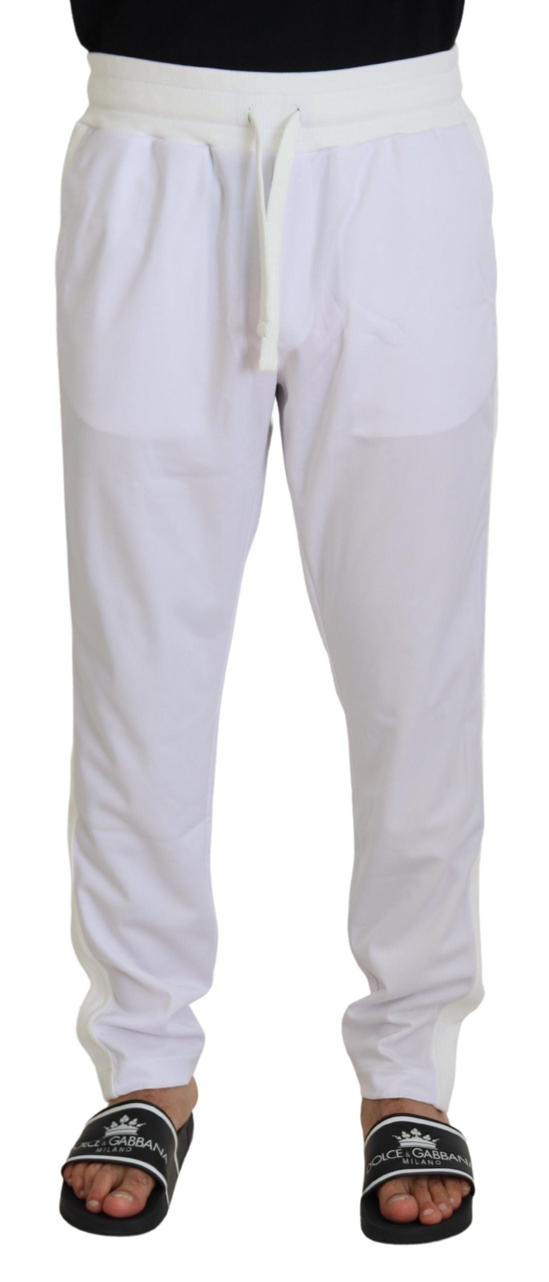Dolce & Gabbana Weiße Polyester-Kronenlogo-Jogger-Hose