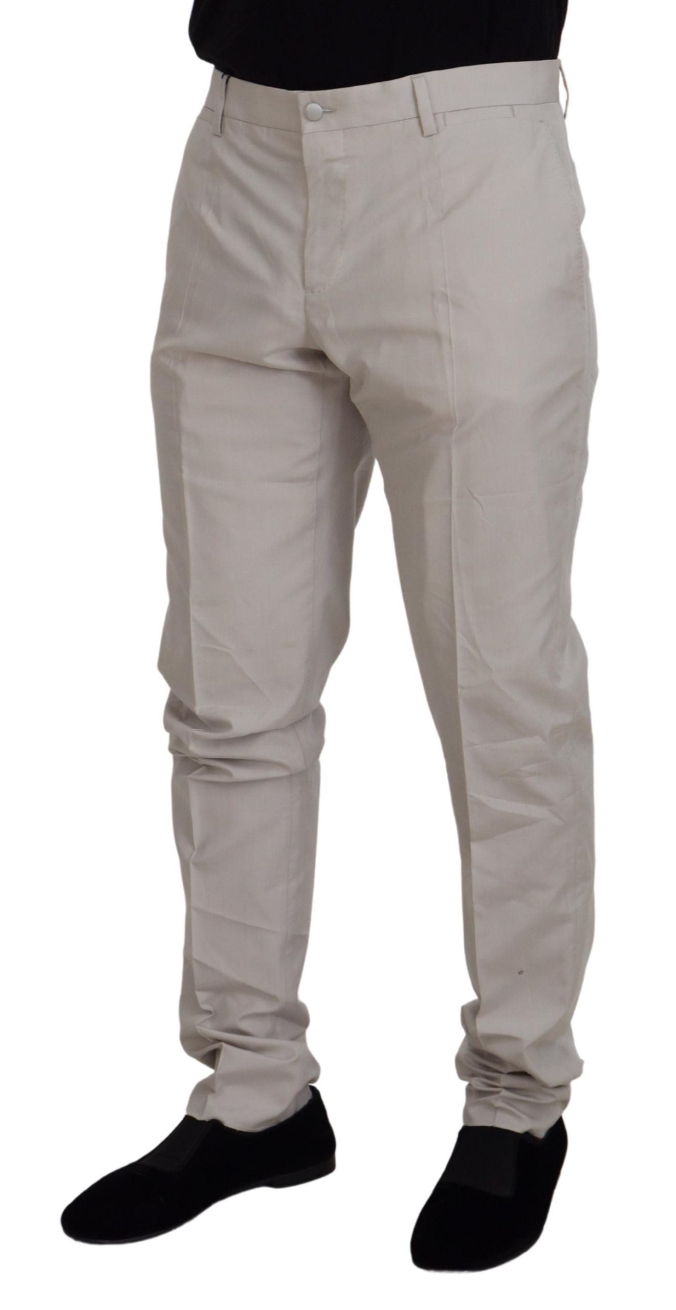Dolce & Gabbana Mitteltaillierte Chino-Hose aus weißer Seide