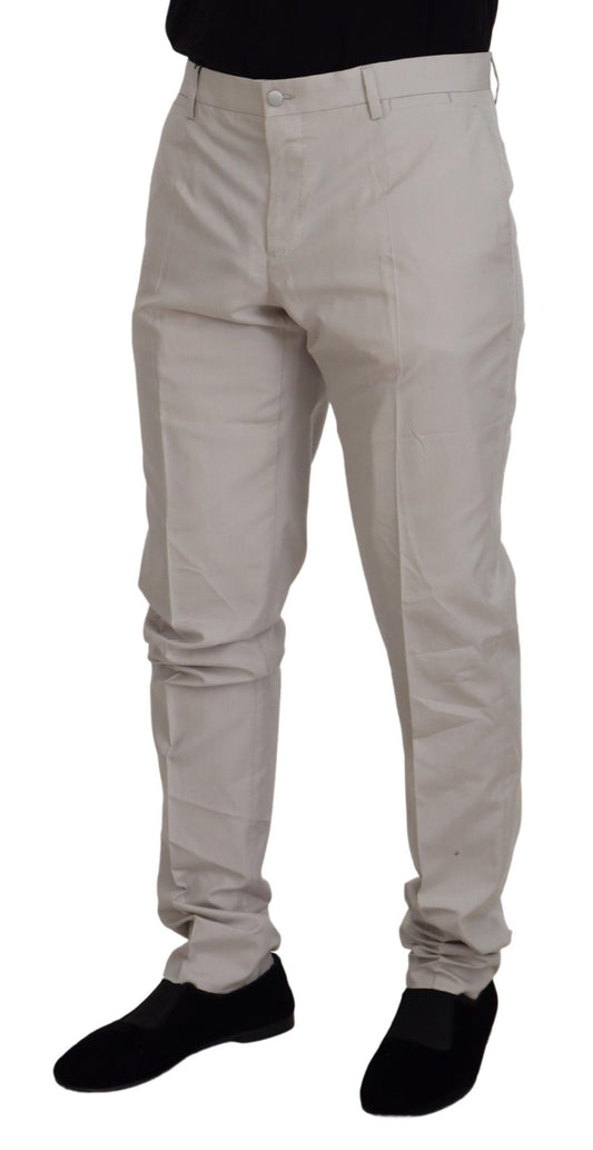 Dolce & Gabbana Mitteltaillierte Chino-Hose aus weißer Seide