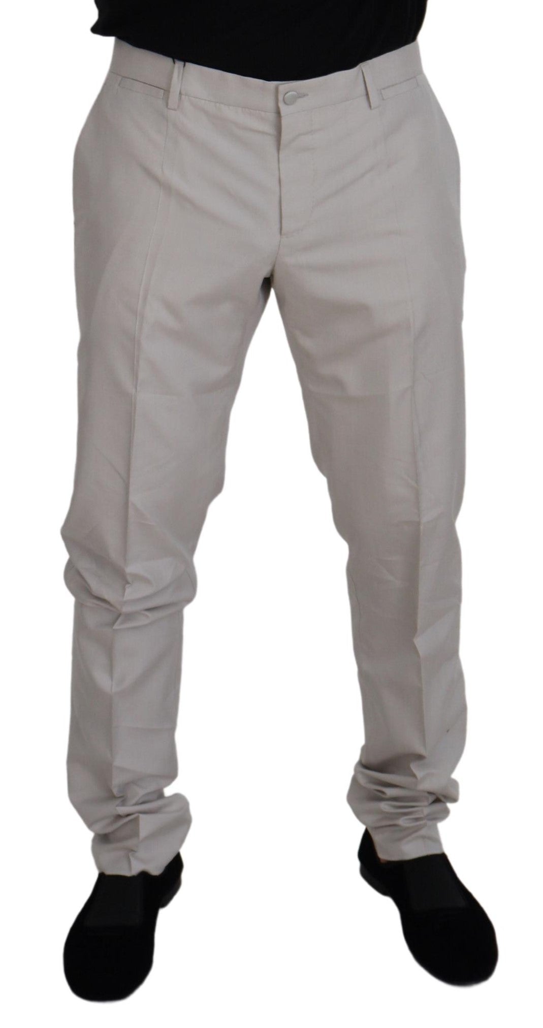 Dolce & Gabbana Mitteltaillierte Chino-Hose aus weißer Seide
