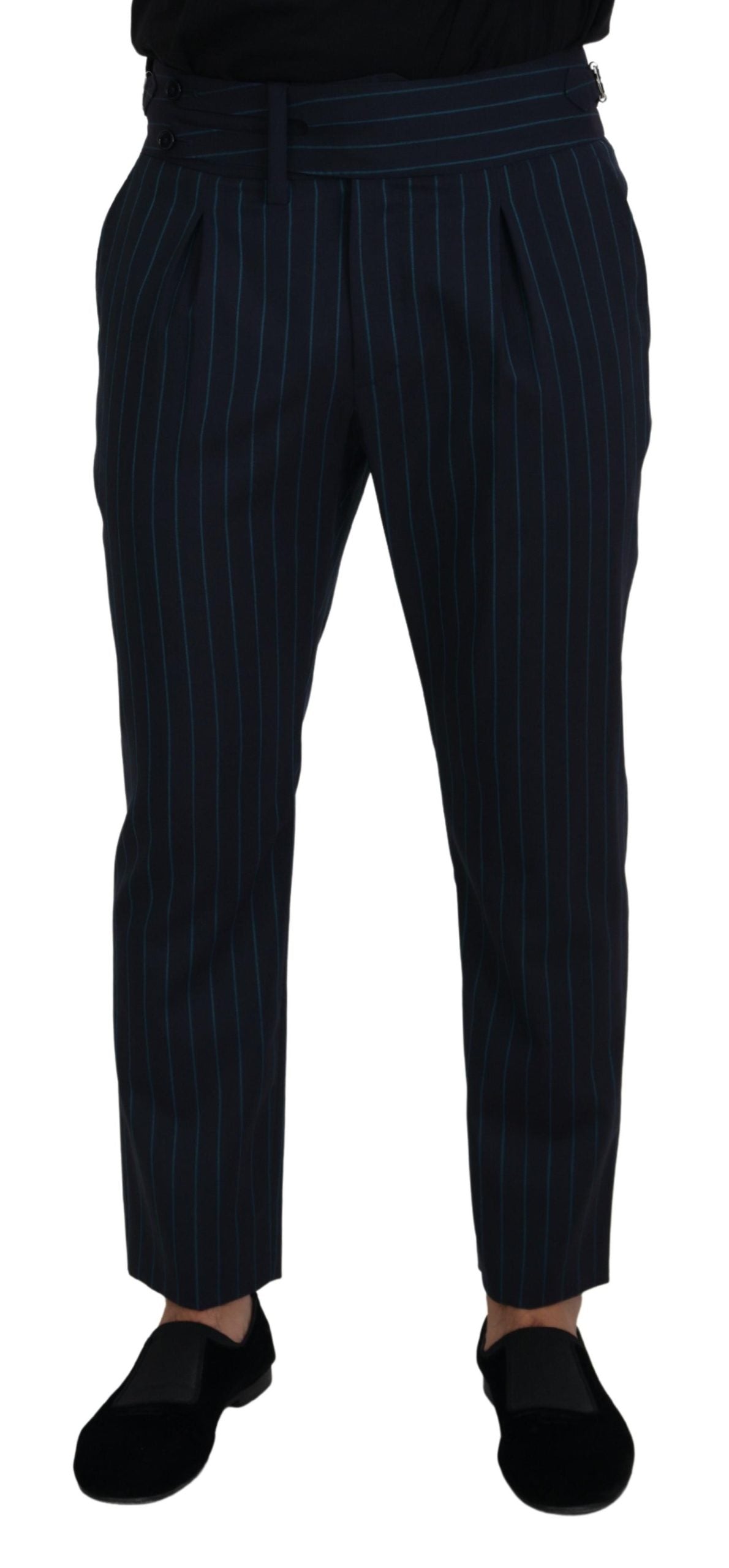 Dolce & Gabbana Blau gestreifte Herren Formal Hosen