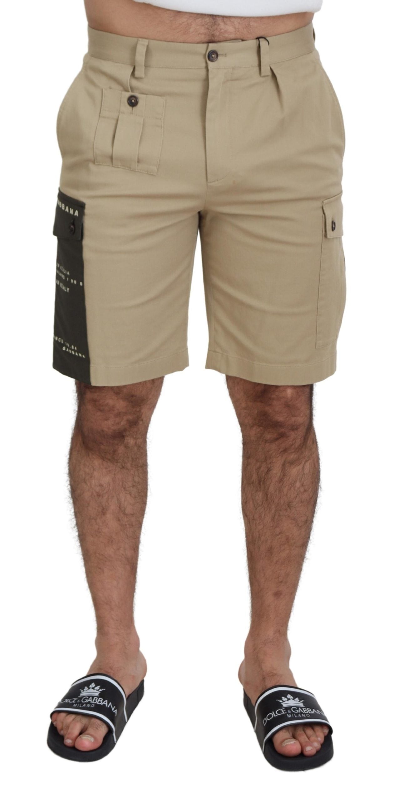 Dolce & Gabbana Beigefarbene Cargo-Bermudashorts aus Baumwolle