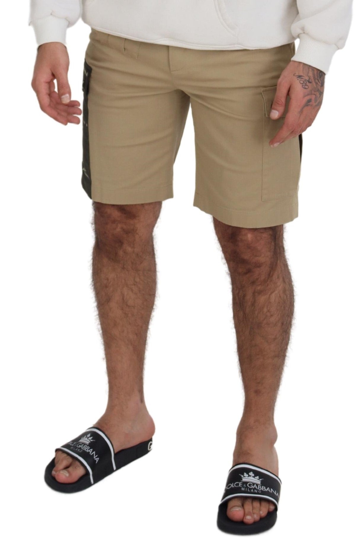 Dolce & Gabbana Beigefarbene Cargo-Bermudashorts aus Baumwolle