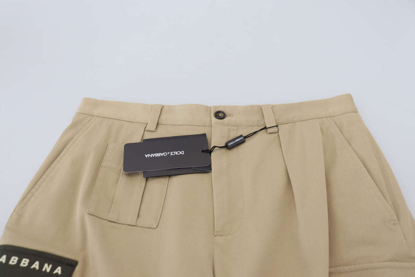 Dolce & Gabbana Beigefarbene Cargo-Bermudashorts aus Baumwolle