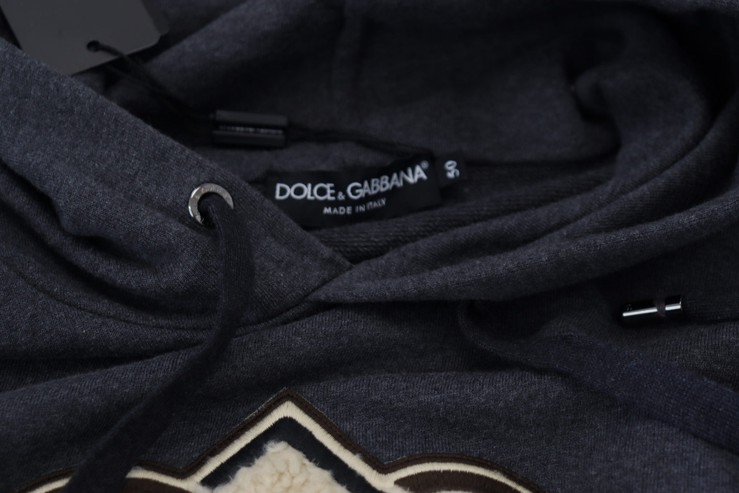 Dolce & Gabbana Graues Logo-Sweatshirt aus Baumwolle mit Kapuze Pullover