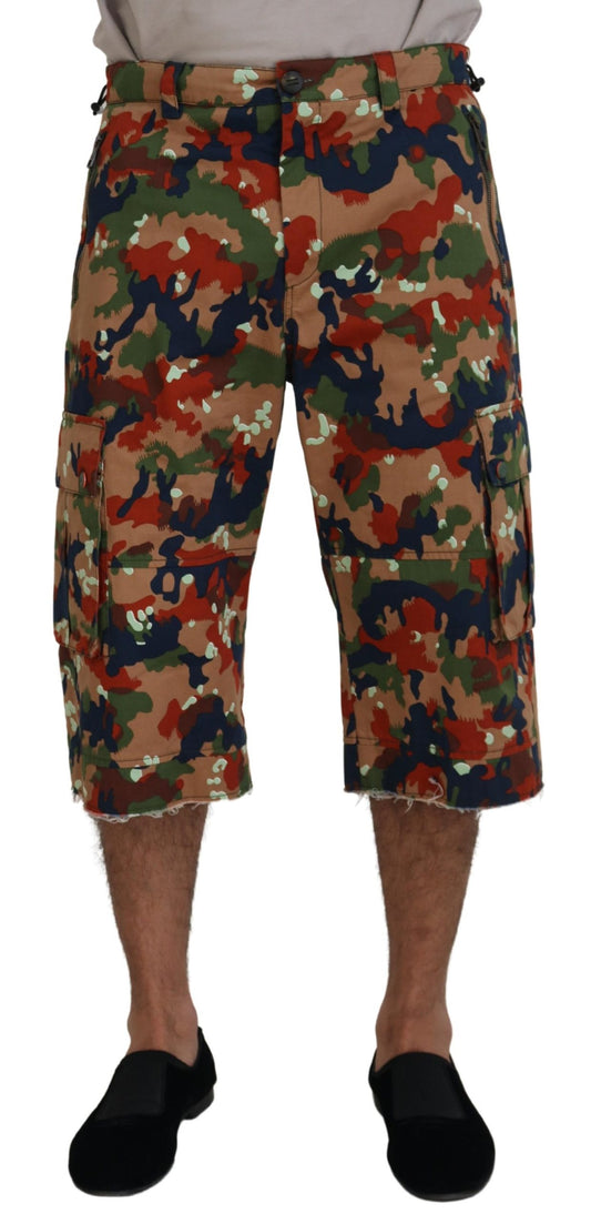 Dolce & Gabbana Mehrfarbige Cargo-Shorts aus Baumwolle mit Tarnmuster