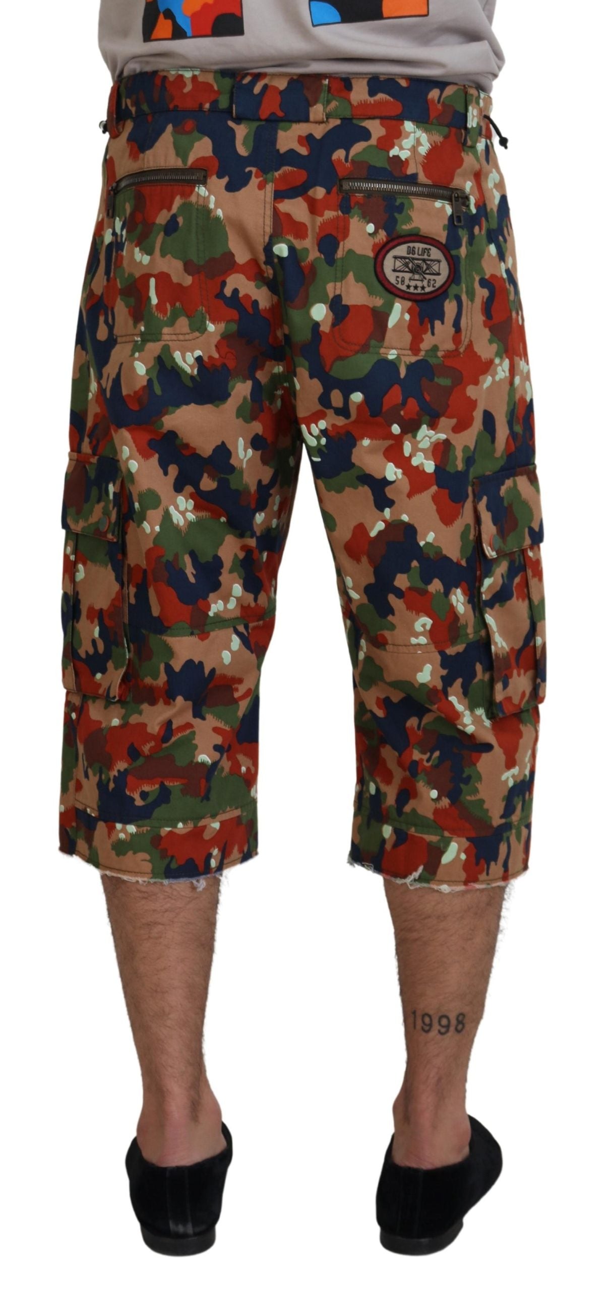 Dolce & Gabbana Mehrfarbige Cargo-Shorts aus Baumwolle mit Tarnmuster