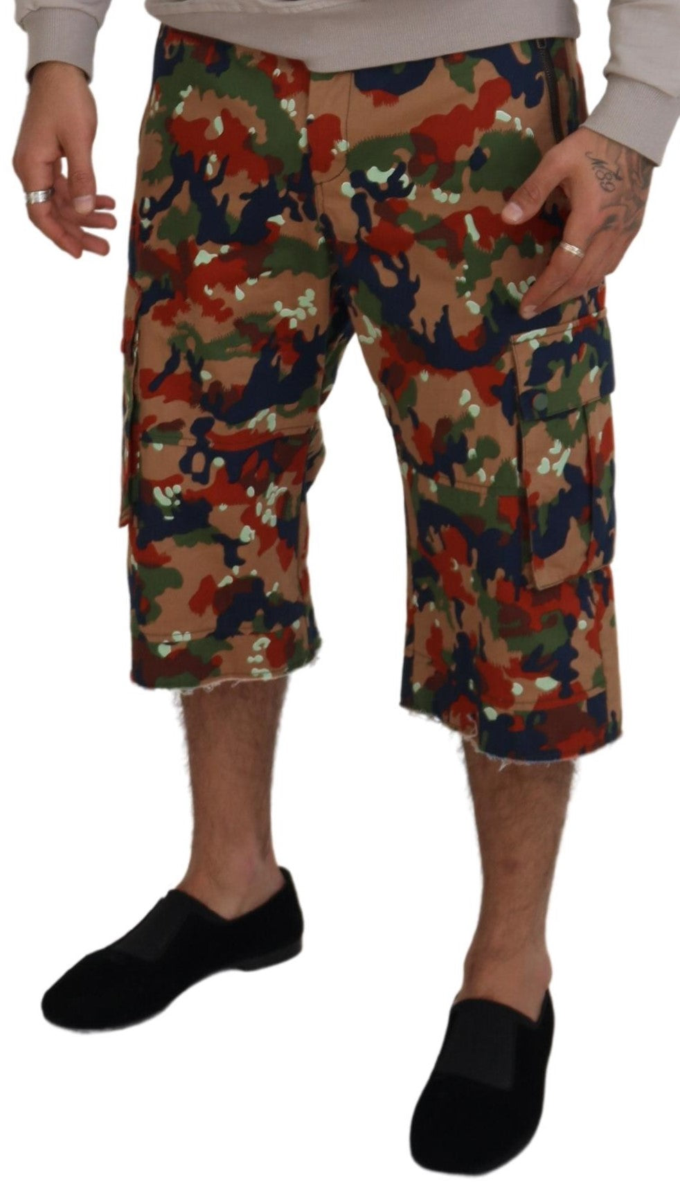 Dolce & Gabbana Mehrfarbige Cargo-Shorts aus Baumwolle mit Tarnmuster