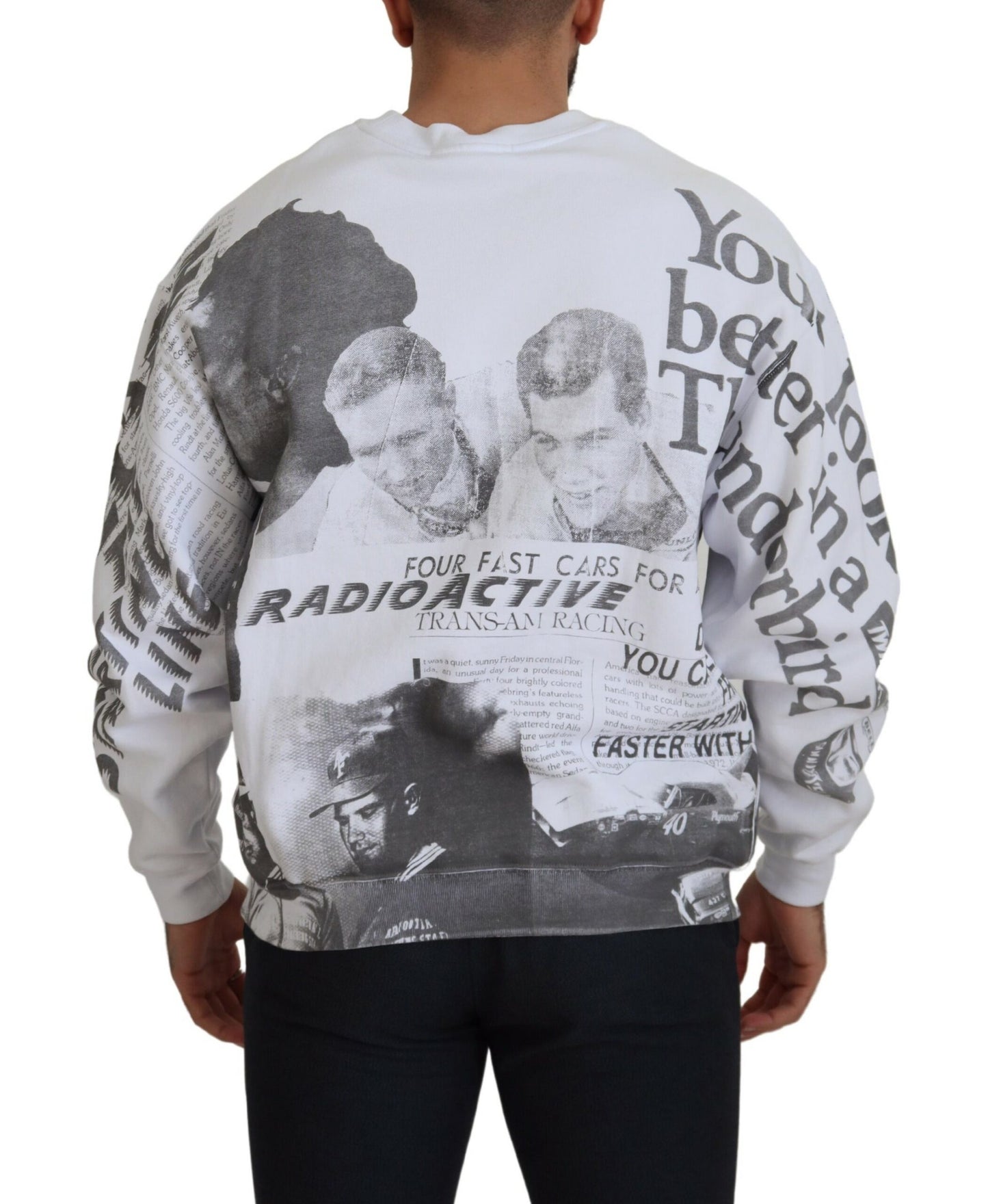 MSGM Weißer Baumwoll-Crewneck-Pullover Pullover