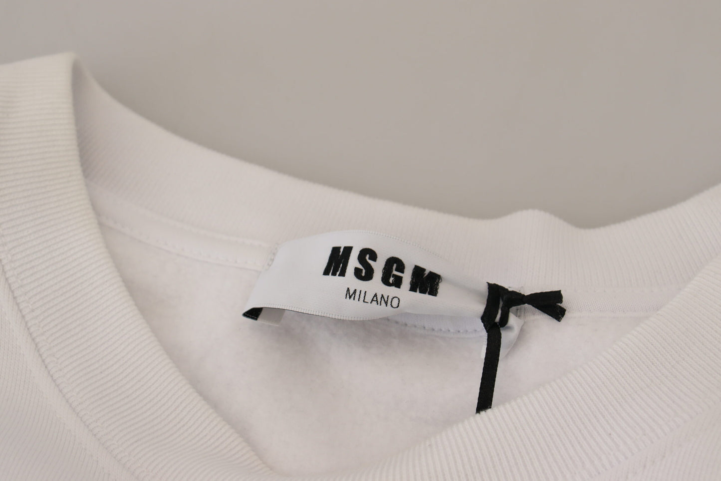 MSGM Weißer Baumwoll-Crewneck-Pullover Pullover