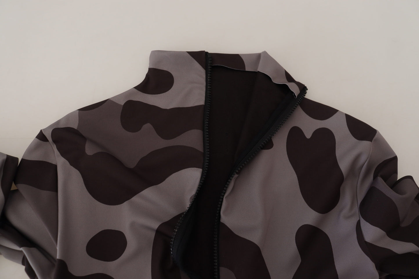 Dolce & Gabbana Grau gemusterter Polyester Neoprenanzug Bademode