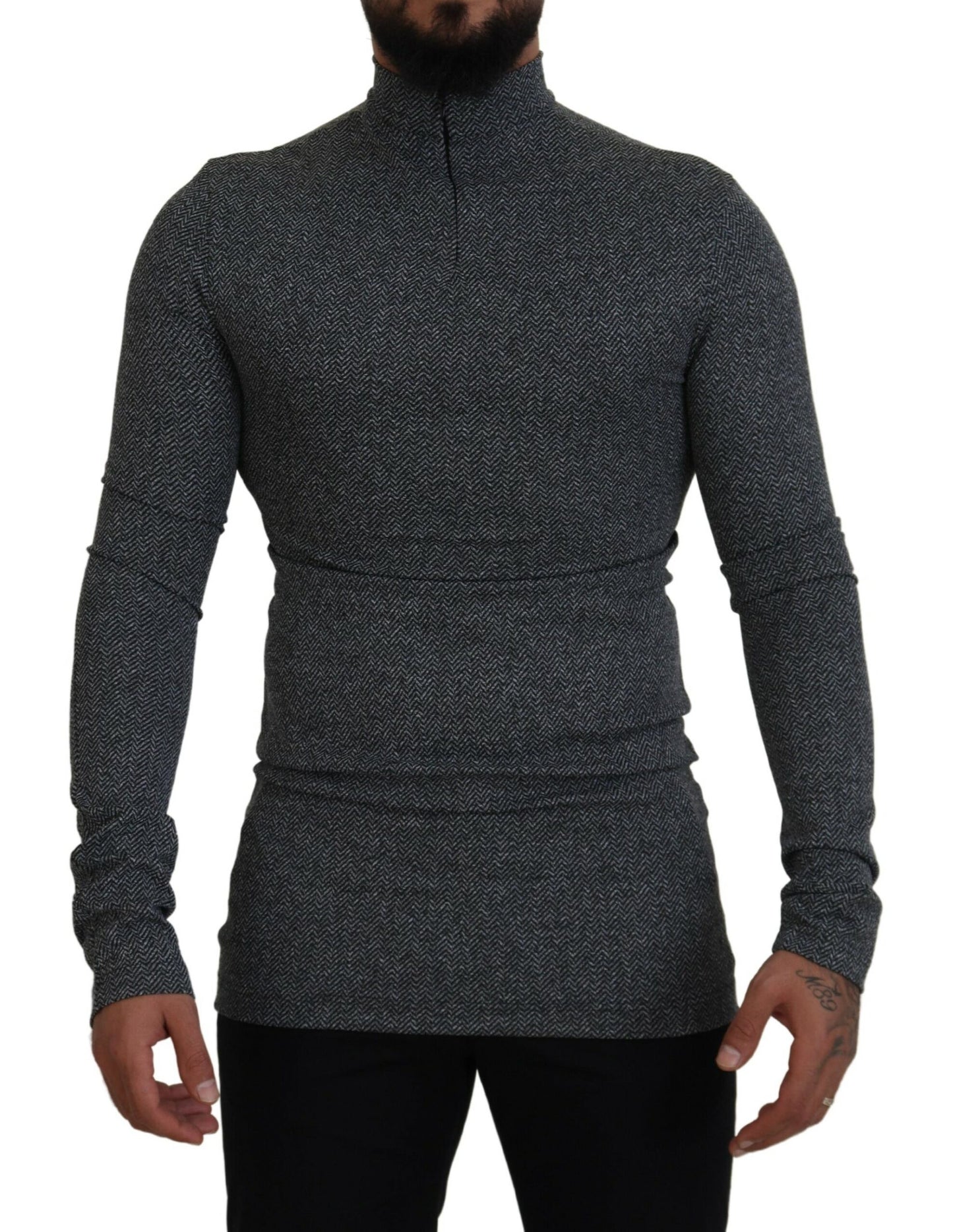 Dolce & Gabbana Dunkelgrauer Nylon-Rollkragenpullover