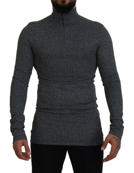 Dolce & Gabbana Dunkelgrauer Nylon-Rollkragenpullover
