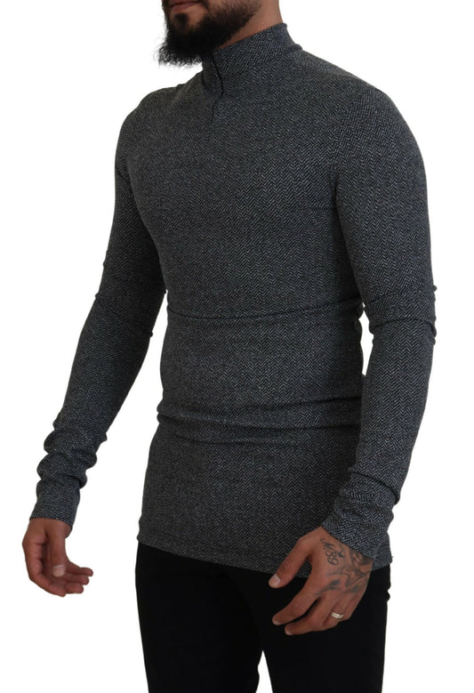 Dolce & Gabbana Dunkelgrauer Nylon-Rollkragenpullover
