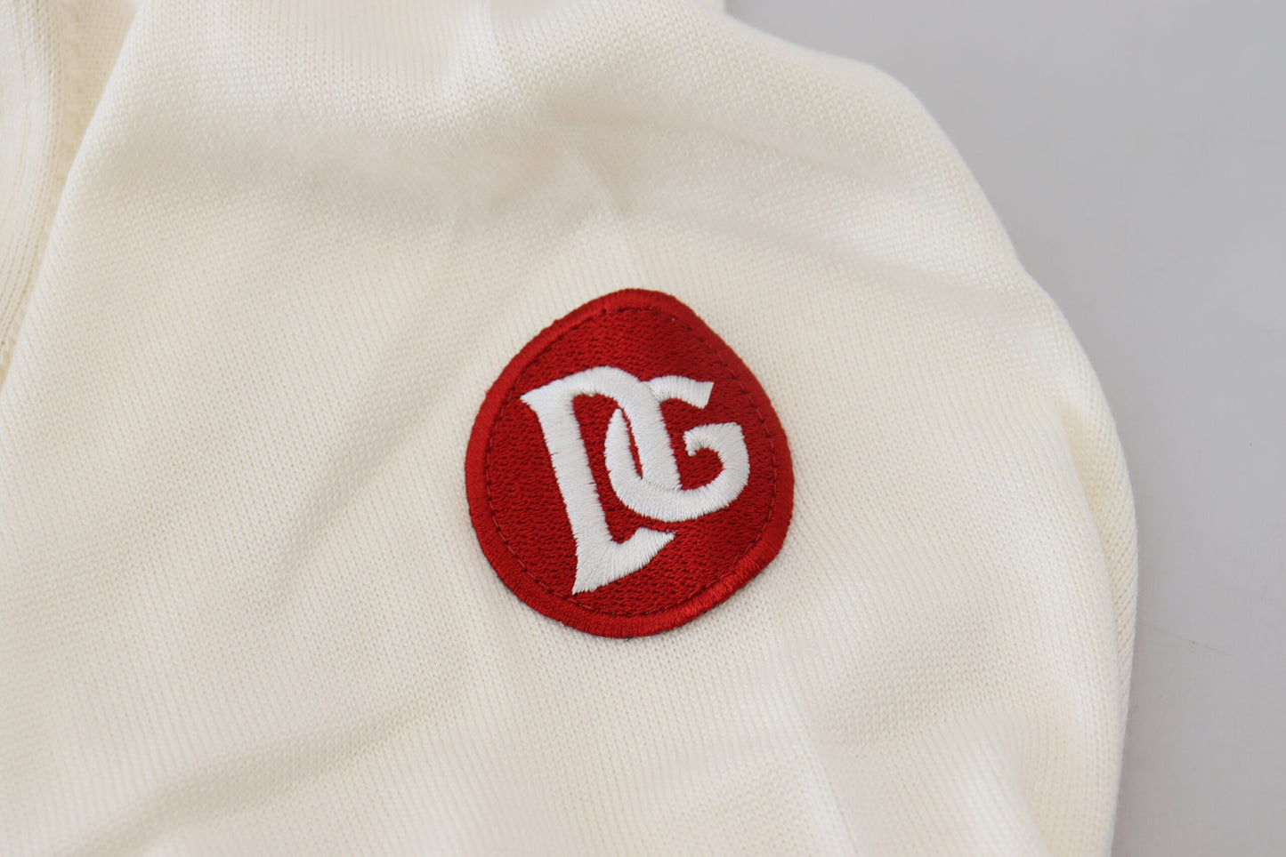 Dolce & Gabbana Weiß-Rot gestrickter Pullover mit V-Ausschnitt