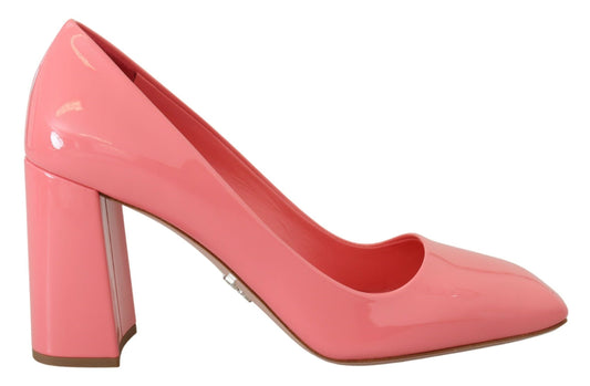 Prada Rosa Lackleder Blockabsatz Pumps Klassisch